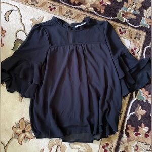 Monteau Black Ruffle Sleeve Blouse